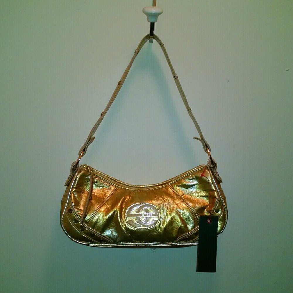Gold red shoulder bag purse